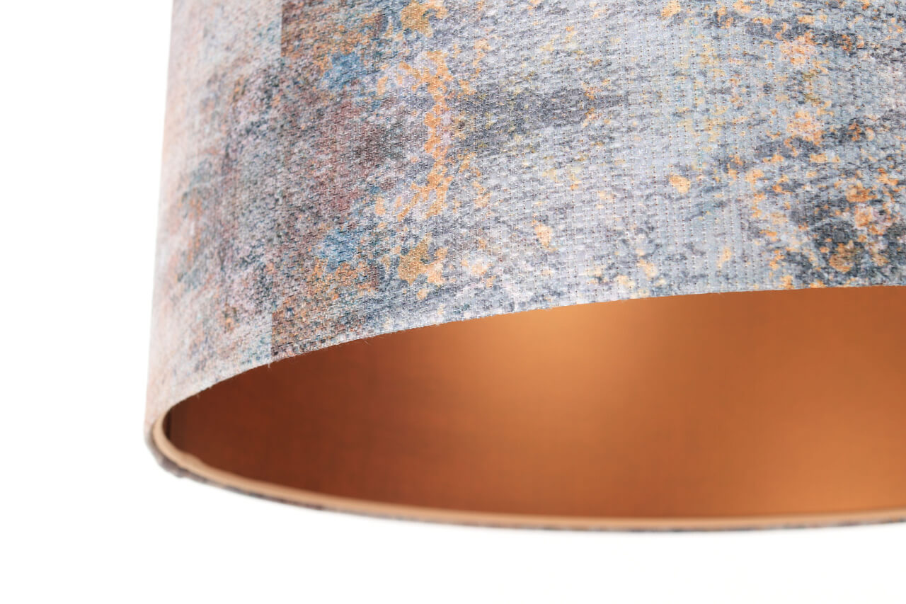 Kolorowa lampa wisząca z walcowym abażurem z tkaniny strukturalnej z miedzianym wnętrzem, loftowa PORTLAND - BPS Koncept zdjęcie 4