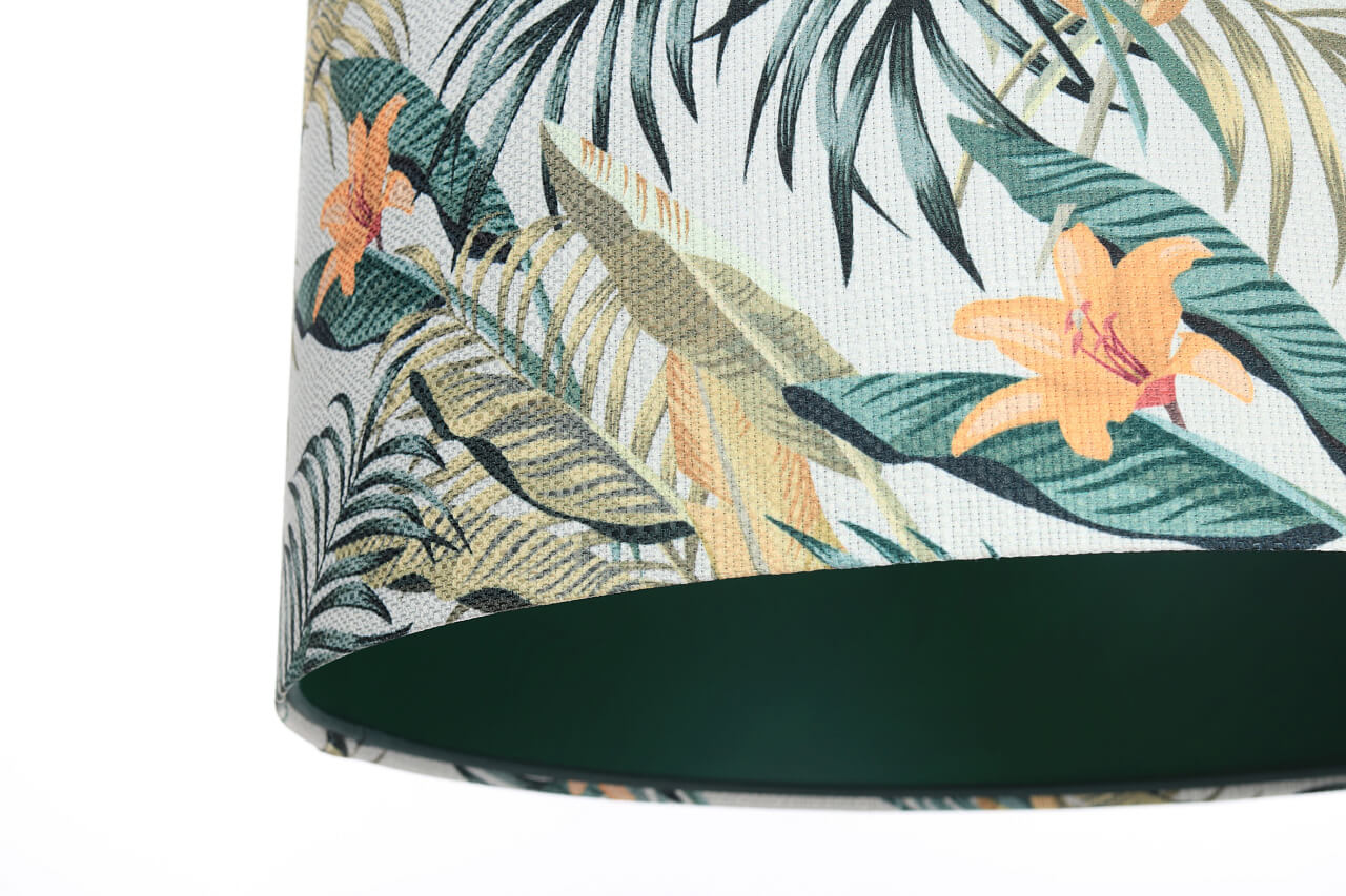 Lampa wisząca w kształcie walca z abażurem w liście palmy i kwiaty bananowca z zielonym wnętrzem PORTLAND - BPS Koncept zdjęcie 4