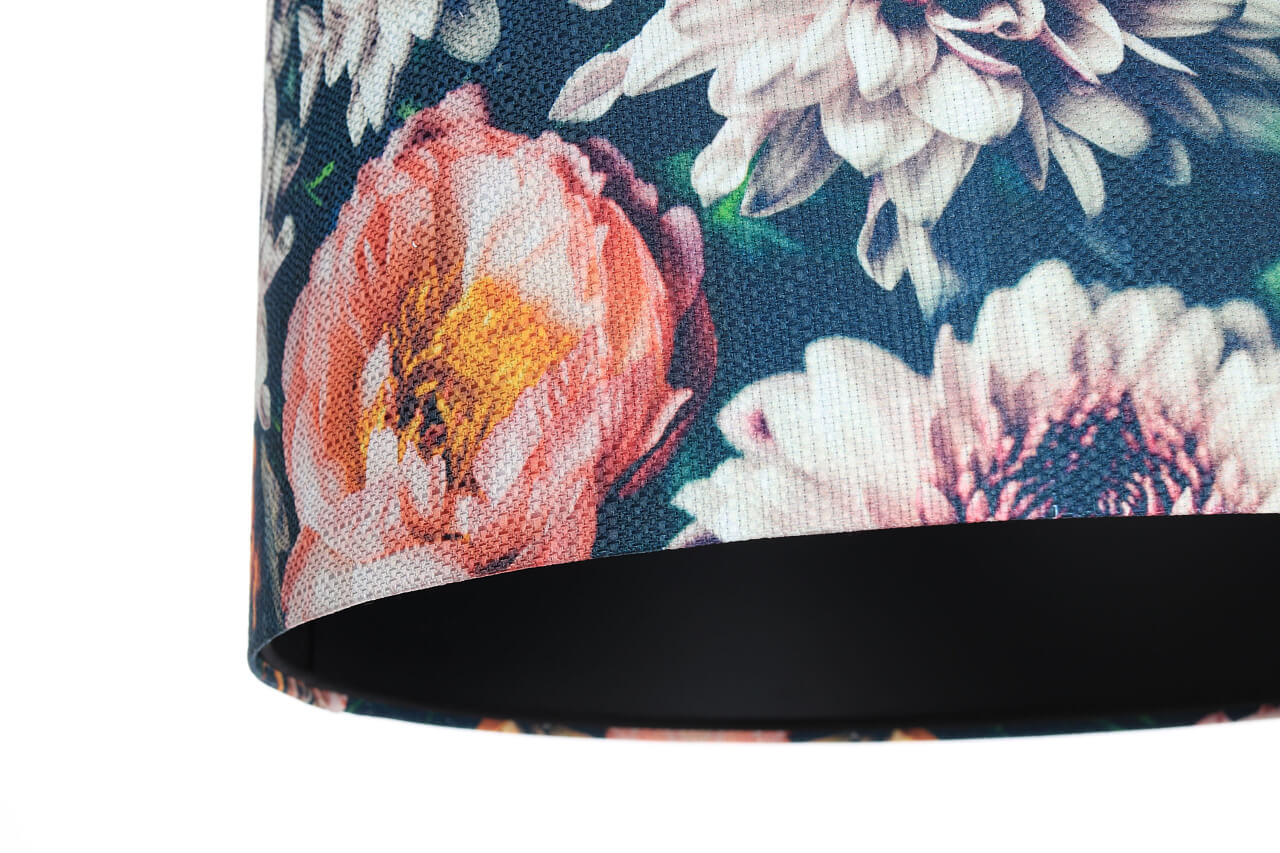 Lampa wisząca z abażurem w kształcie walca w kolorowe kwiaty, z czarnym wnętrzem PORTLAND - BPS Koncept zdjęcie 2
