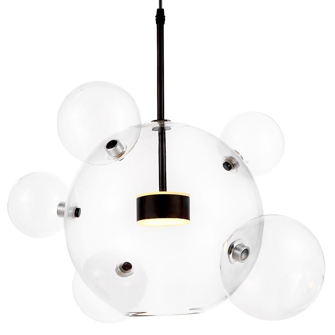 Elegancka, czarna lampa wisząca z kulistymi kloszami à la bąble, bańki NERONI - Lumina Deco zdjęcie 1