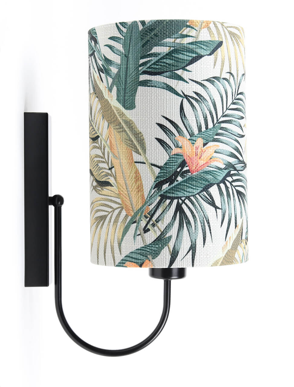 Kremowa lampa ścienna z walcowym abażurem w kwiaty bananowca i liście palmy PORTLAND - BPS Koncept zdjęcie 2
