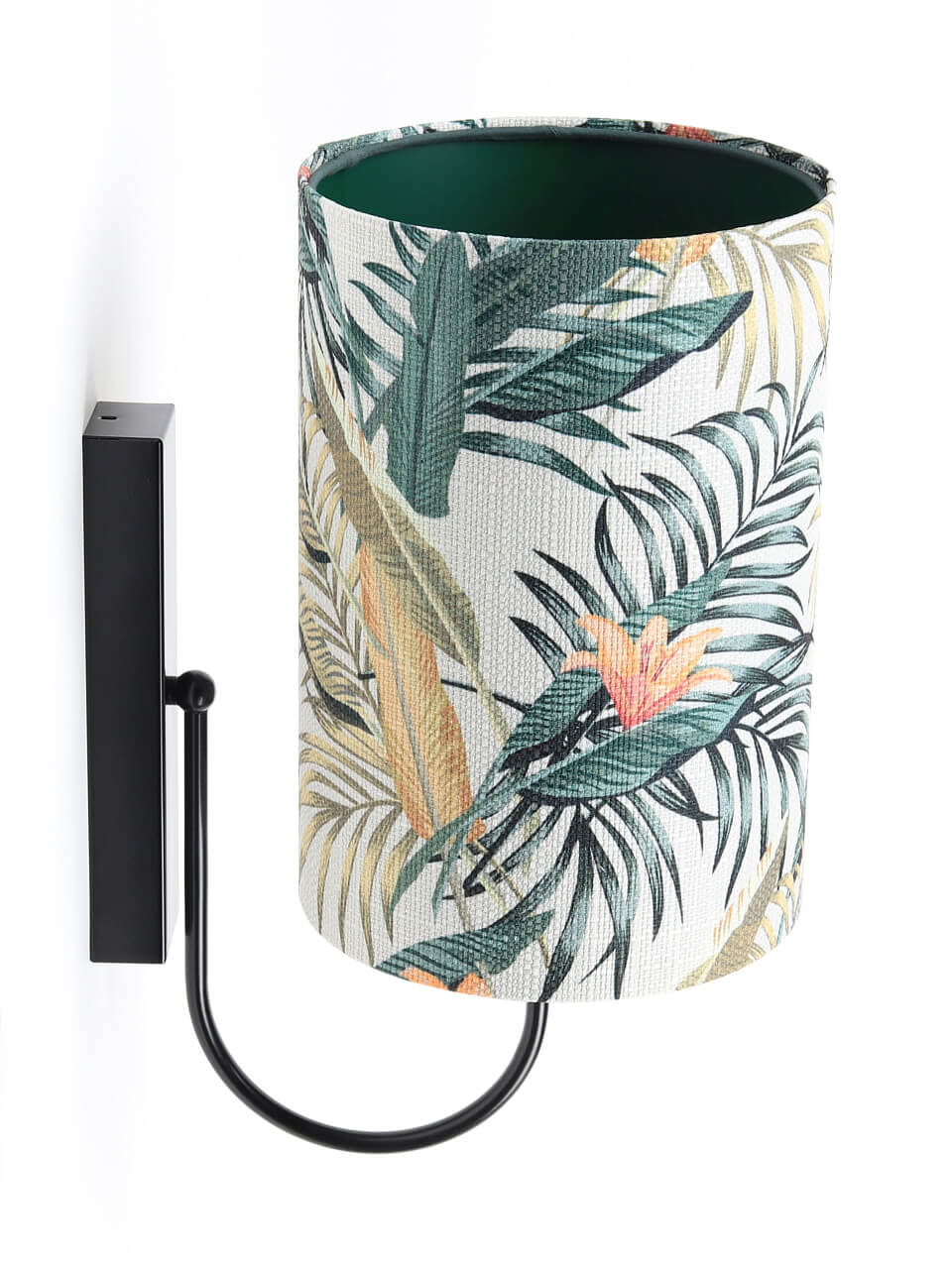 Kremowa lampa ścienna z walcowym abażurem w kwiaty bananowca i liście palmy PORTLAND - BPS Koncept zdjęcie 4
