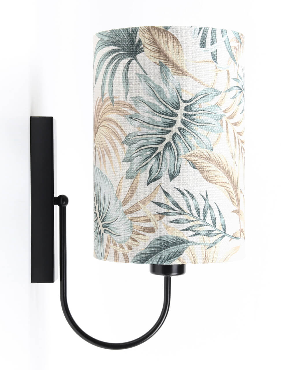 Kremowy kinkiet, lampa ścienna w kształcie tuby z abażurem w liście palmy i monstery PORTLAND - BPS Koncept zdjęcie 2