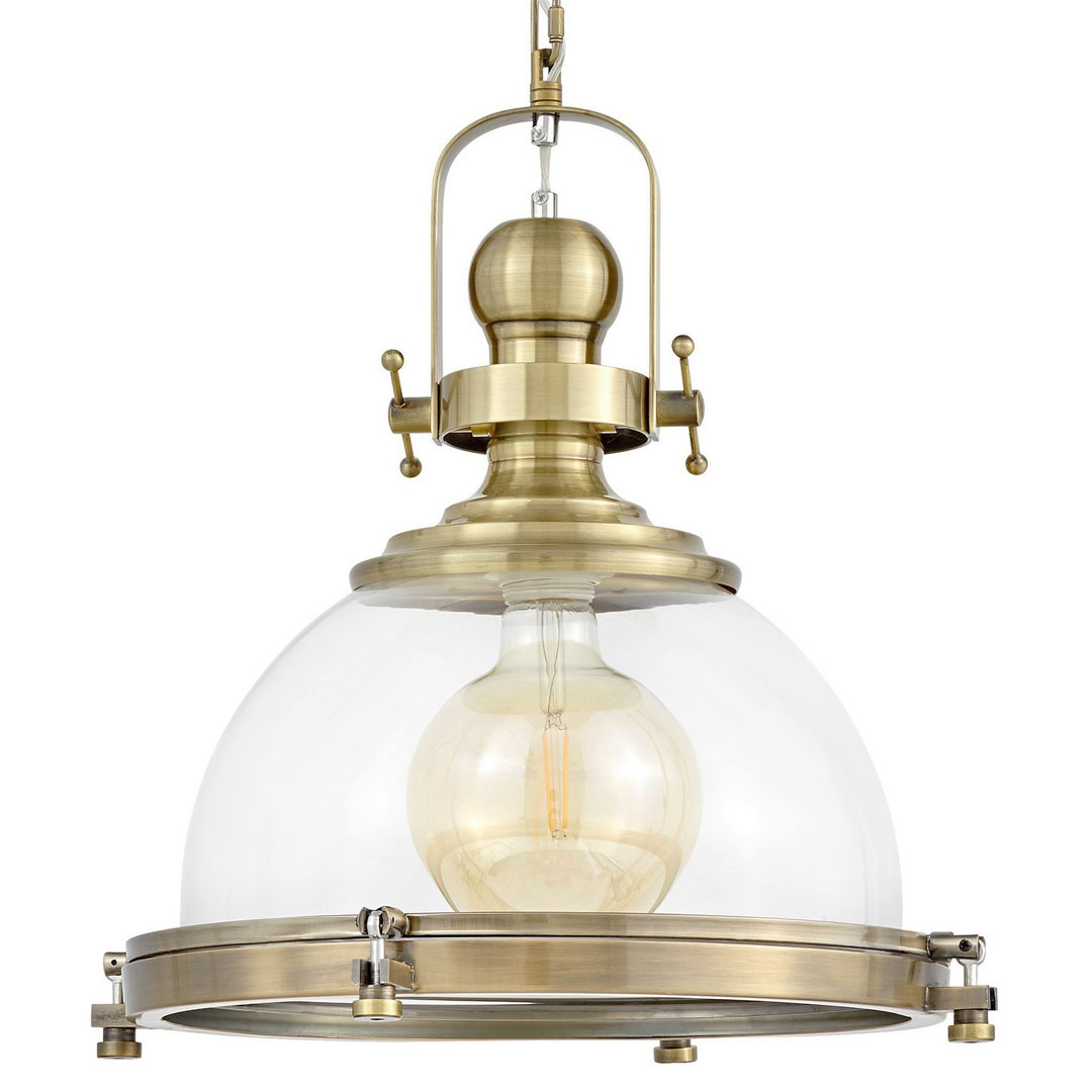 Lampa wisząca industrialna loft FALCO mosiądz przemysłowa szklana - Lumina Deco zdjęcie 1