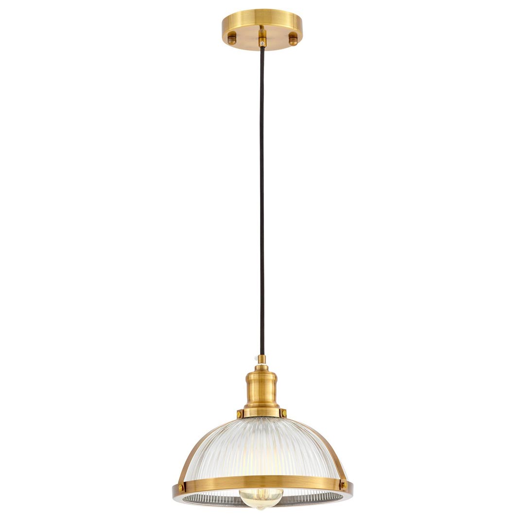 Elegancka szklana lampa wisząca BRICO mosiężna regulowana półokrągła - Lumina Deco zdjęcie 3