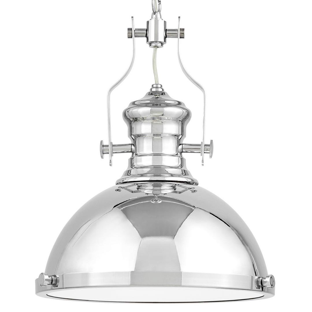 Srebrna loftowa lampa wisząca ETTORE metalowa, zwis na łańcuchu - Lumina Deco zdjęcie 1