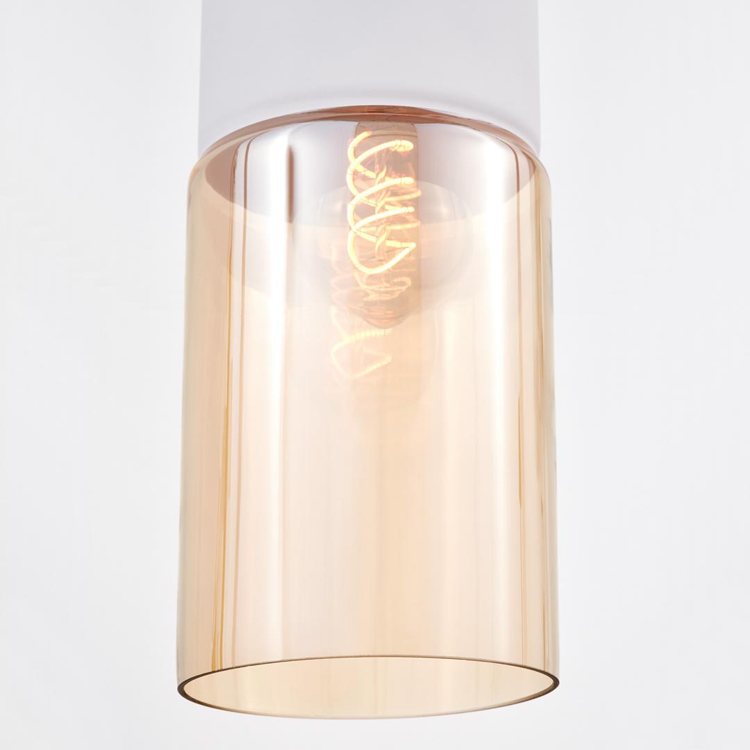 Biała metalowa industrialna lampa wisząca ZENIA wąska szklana tuba - Lumina Deco zdjęcie 4