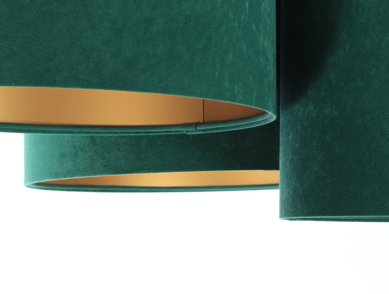 Zielona lampa sufitowa, plafoniada z walcowymi abażurami z weluru, ze złotym wnętrzem KAIDO - BPS Koncept zdjęcie 4