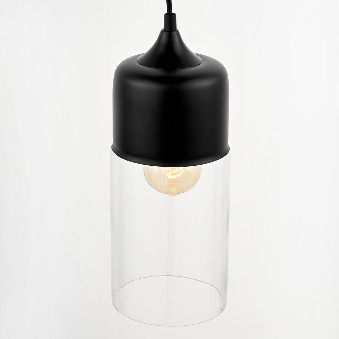 Nowoczesna pionowa lampa wisząca ZENIA czarna metalowa ze szklanym kloszem - Lumina Deco zdjęcie 3