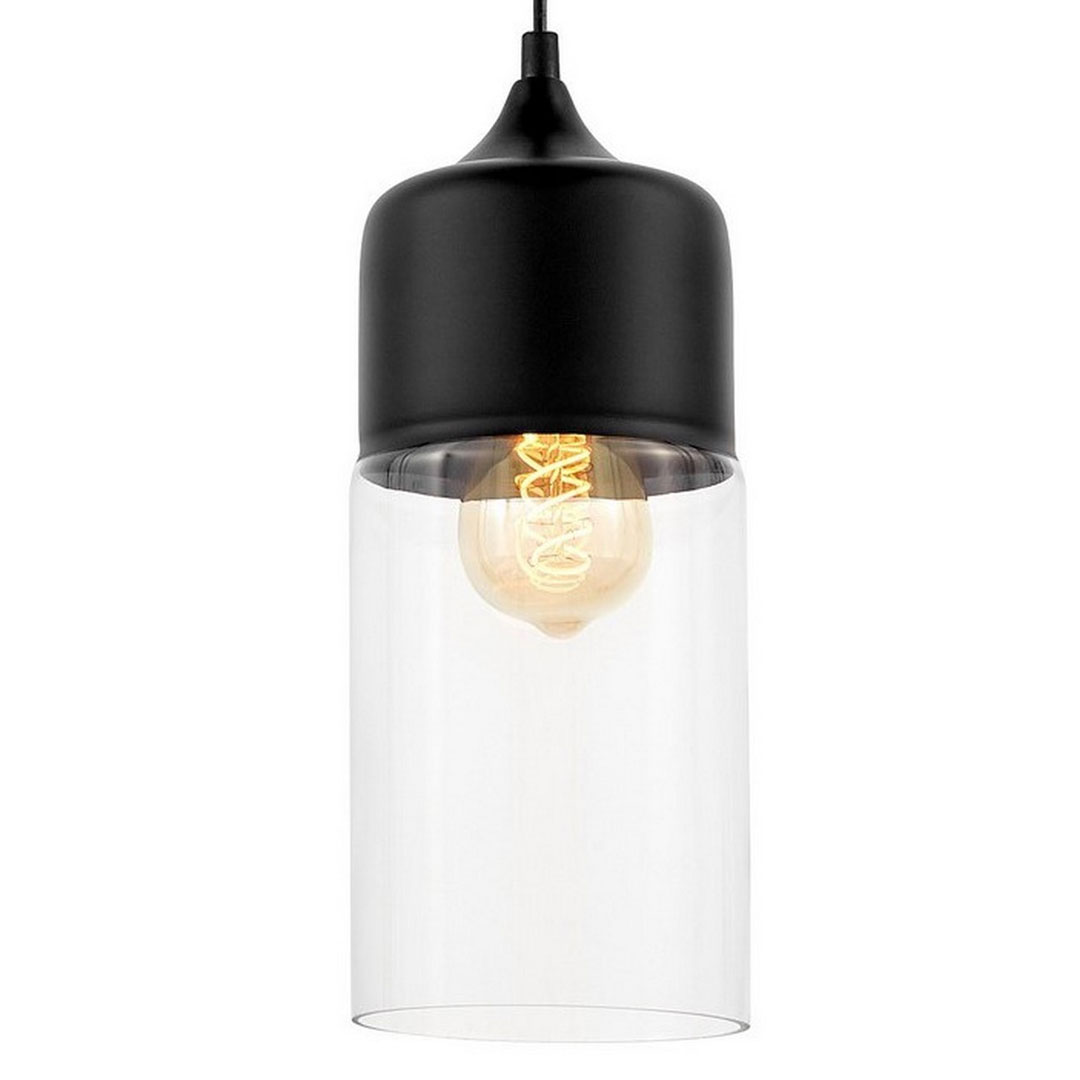 Nowoczesna pionowa lampa wisząca ZENIA czarna metalowa ze szklanym kloszem - Lumina Deco zdjęcie 1