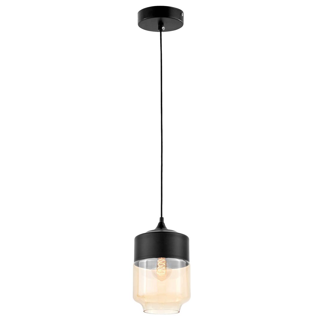 Lampa wisząca ASTILA szklana czarny metalowy klosz loft nowoczesna - Lumina Deco zdjęcie 2
