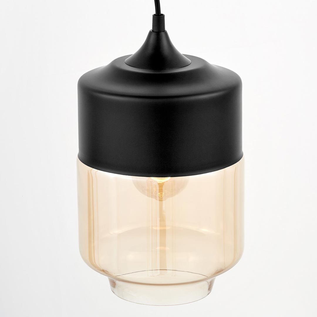 Lampa wisząca ASTILA szklana czarny metalowy klosz loft nowoczesna - Lumina Deco zdjęcie 4