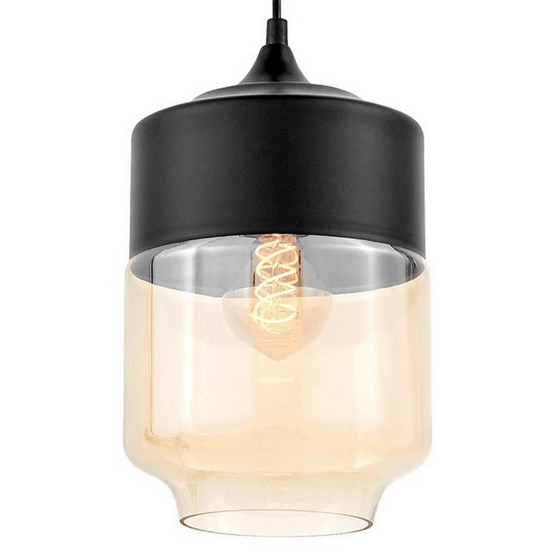 Lampa wisząca ASTILA szklana czarny metalowy klosz loft nowoczesna - Lumina Deco zdjęcie 1