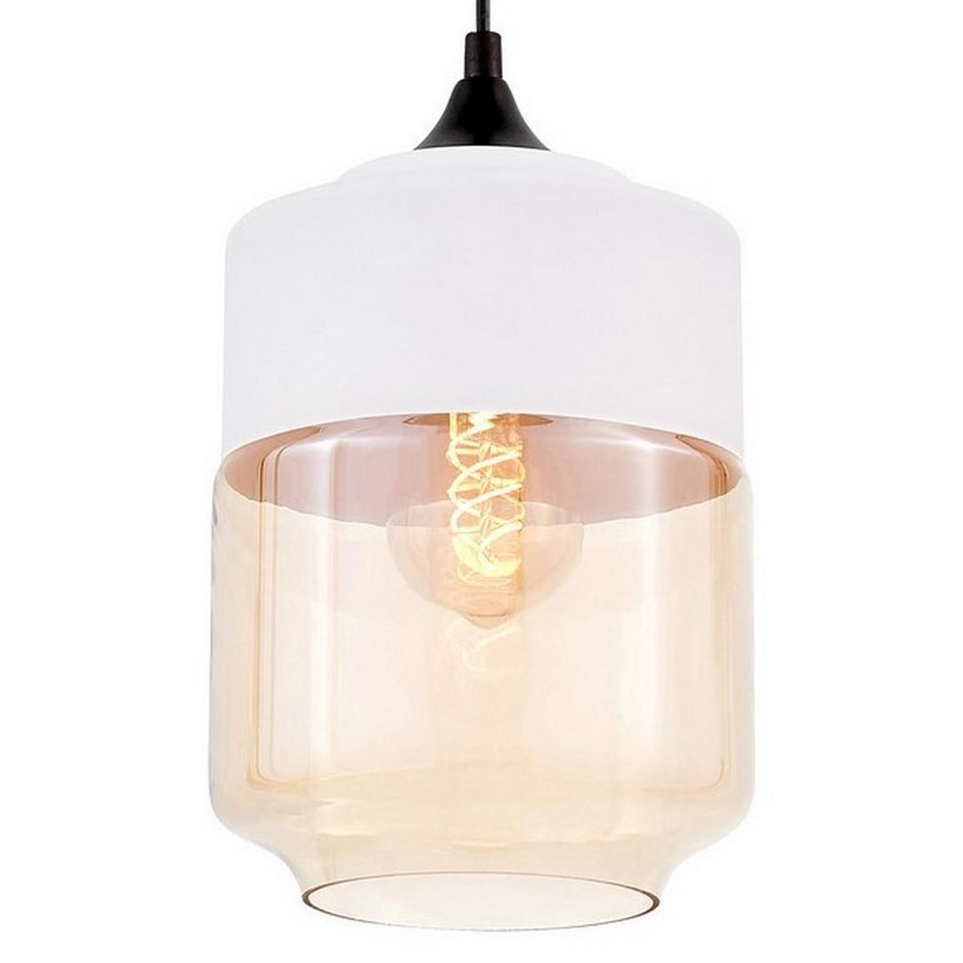 Biała lampa wisząca ASTILA loftowa regulowana, bursztynowe szkło - Lumina Deco zdjęcie 1