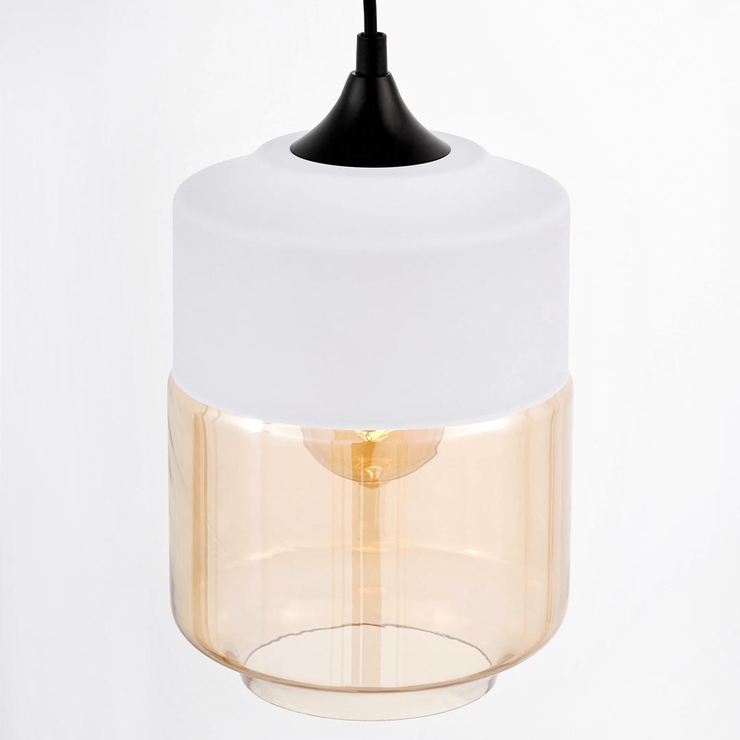 Biała lampa wisząca ASTILA loftowa regulowana, bursztynowe szkło - Lumina Deco zdjęcie 4