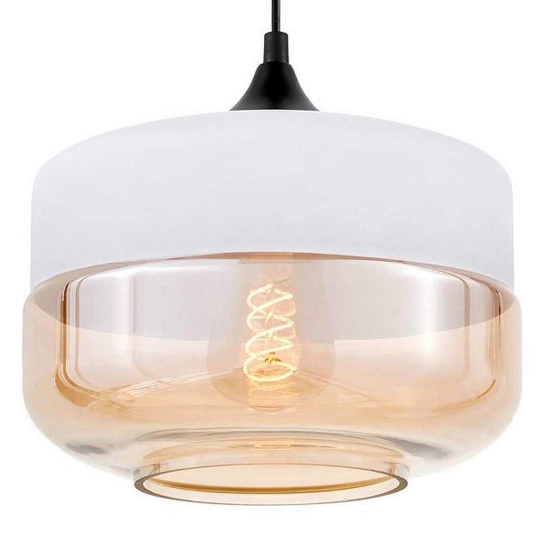 Lampa wisząca BARLET biała szklana bursztynowa skandynawska loft - Lumina Deco zdjęcie 1