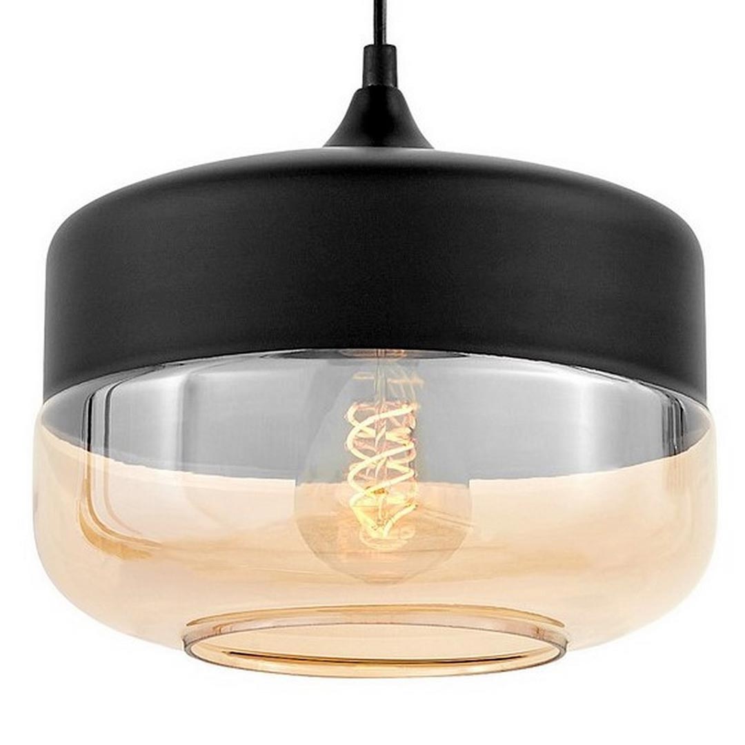 Czarna industrialna lampa wisząca BARLET metalowy klosz tuba zwis - Lumina Deco zdjęcie 1