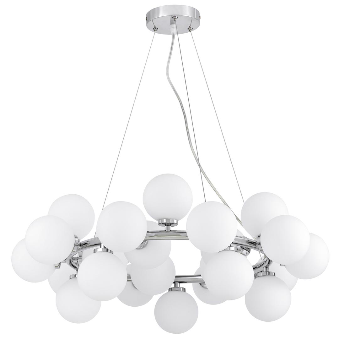 Designerska chromowana lampa wisząca MARSIADA wielopunktowa biała - Lumina Deco zdjęcie 1