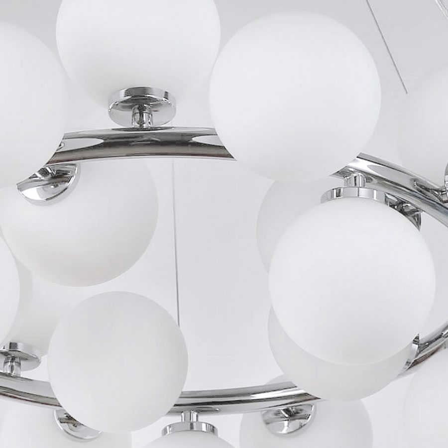 Designerska chromowana lampa wisząca MARSIADA wielopunktowa biała - Lumina Deco zdjęcie 3