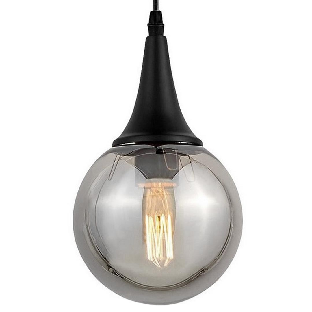Industrialna czarna lampa wisząca ROCHERRO szklany klosz kula zwis - Lumina Deco zdjęcie 1