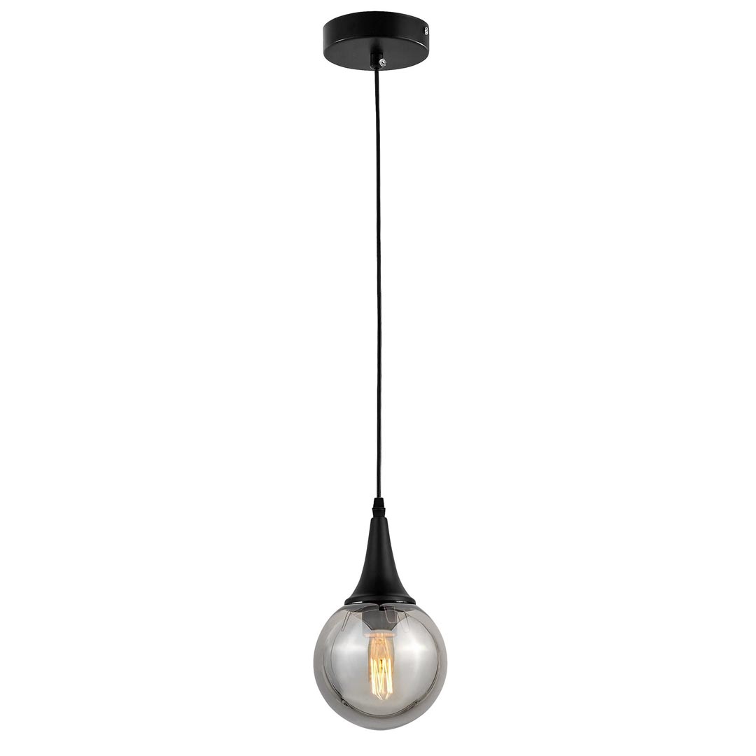 Industrialna czarna lampa wisząca ROCHERRO szklany klosz kula zwis - Lumina Deco zdjęcie 3