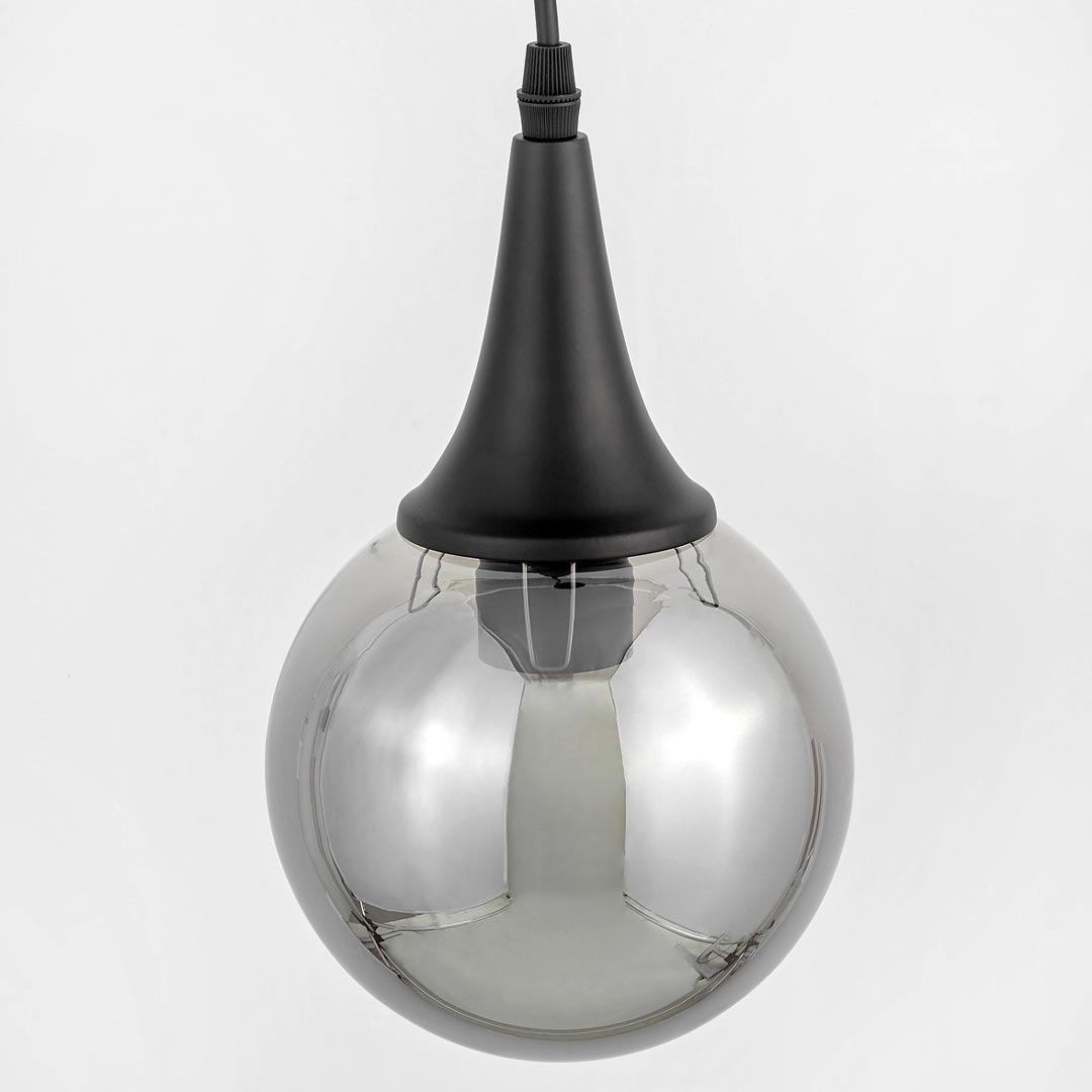 Industrialna czarna lampa wisząca ROCHERRO szklany klosz kula zwis - Lumina Deco zdjęcie 4