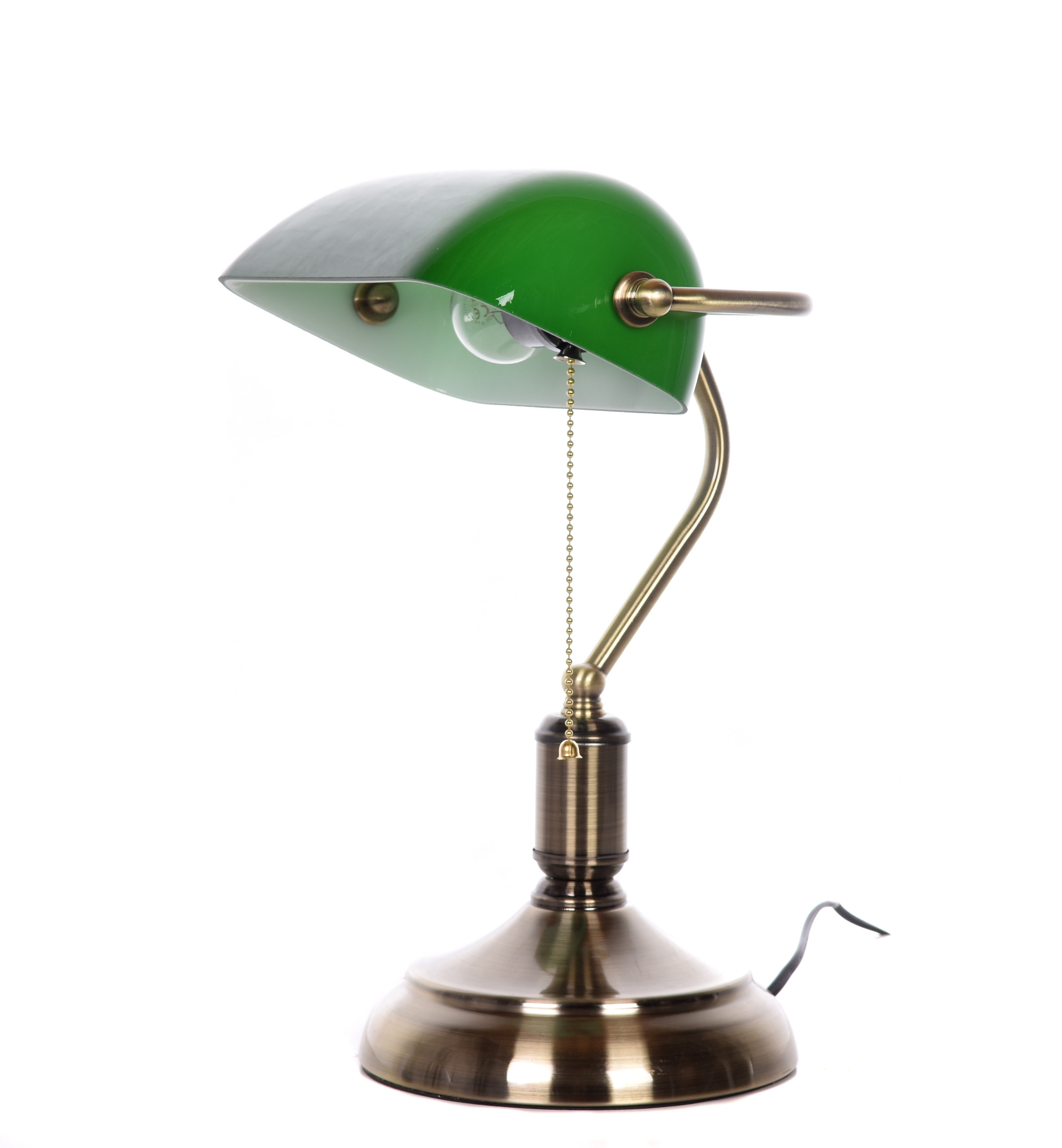 Lampa bankierska zielona + mosiądz biurkowa, klasyczna gabinetowa BANKER CLASSIC - Lumina Deco zdjęcie 4