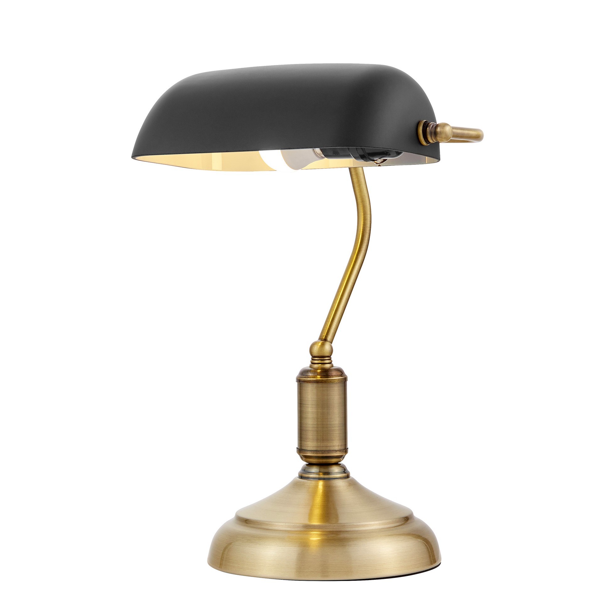 Lampa bankierska czarna z podstawą w kolorze mosiądzu, elegancka, na biurko BANKER CLASSIC - Lumina Deco zdjęcie 1