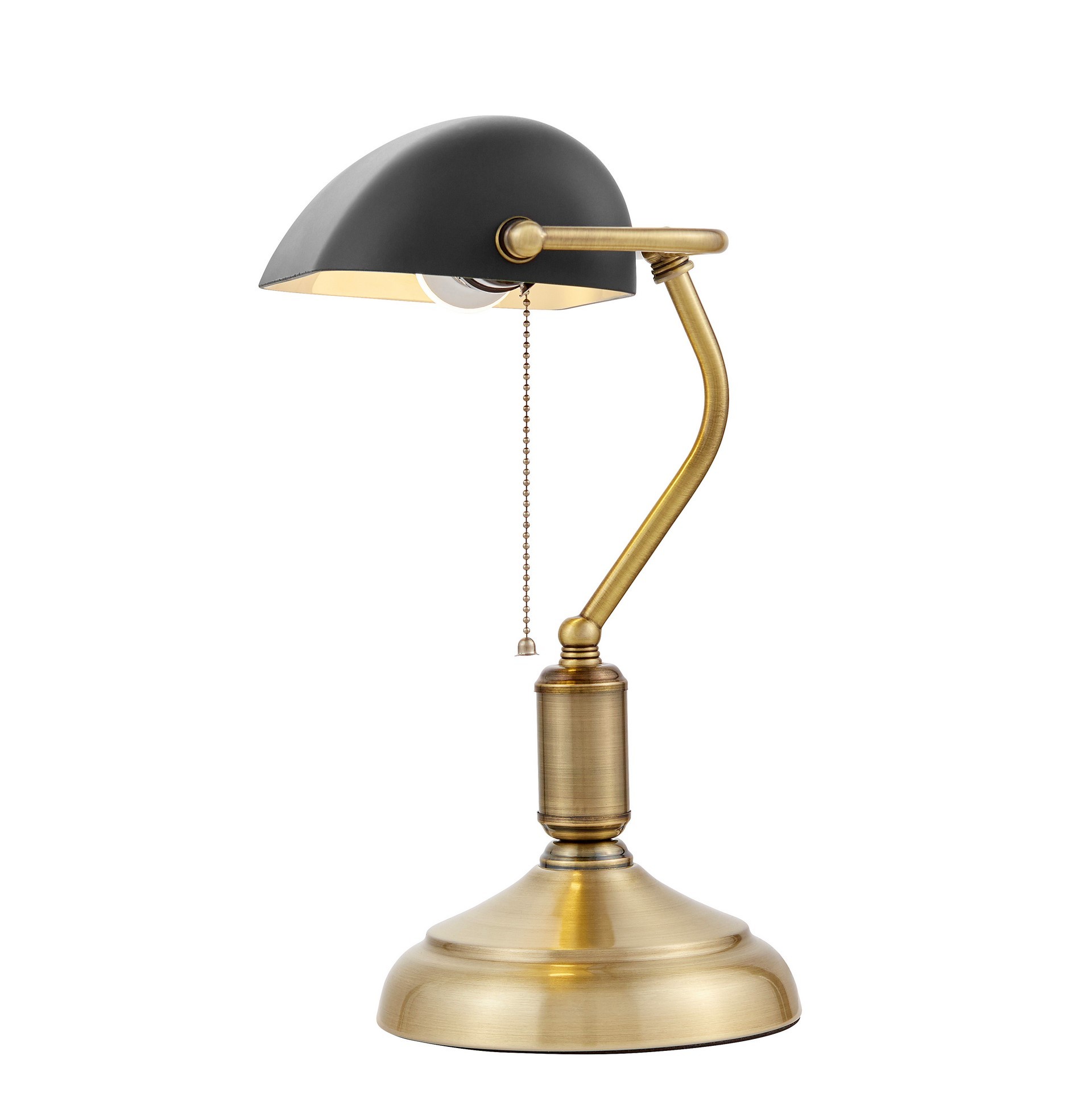 Lampa bankierska czarna z podstawą w kolorze mosiądzu, elegancka, na biurko BANKER CLASSIC - Lumina Deco zdjęcie 2