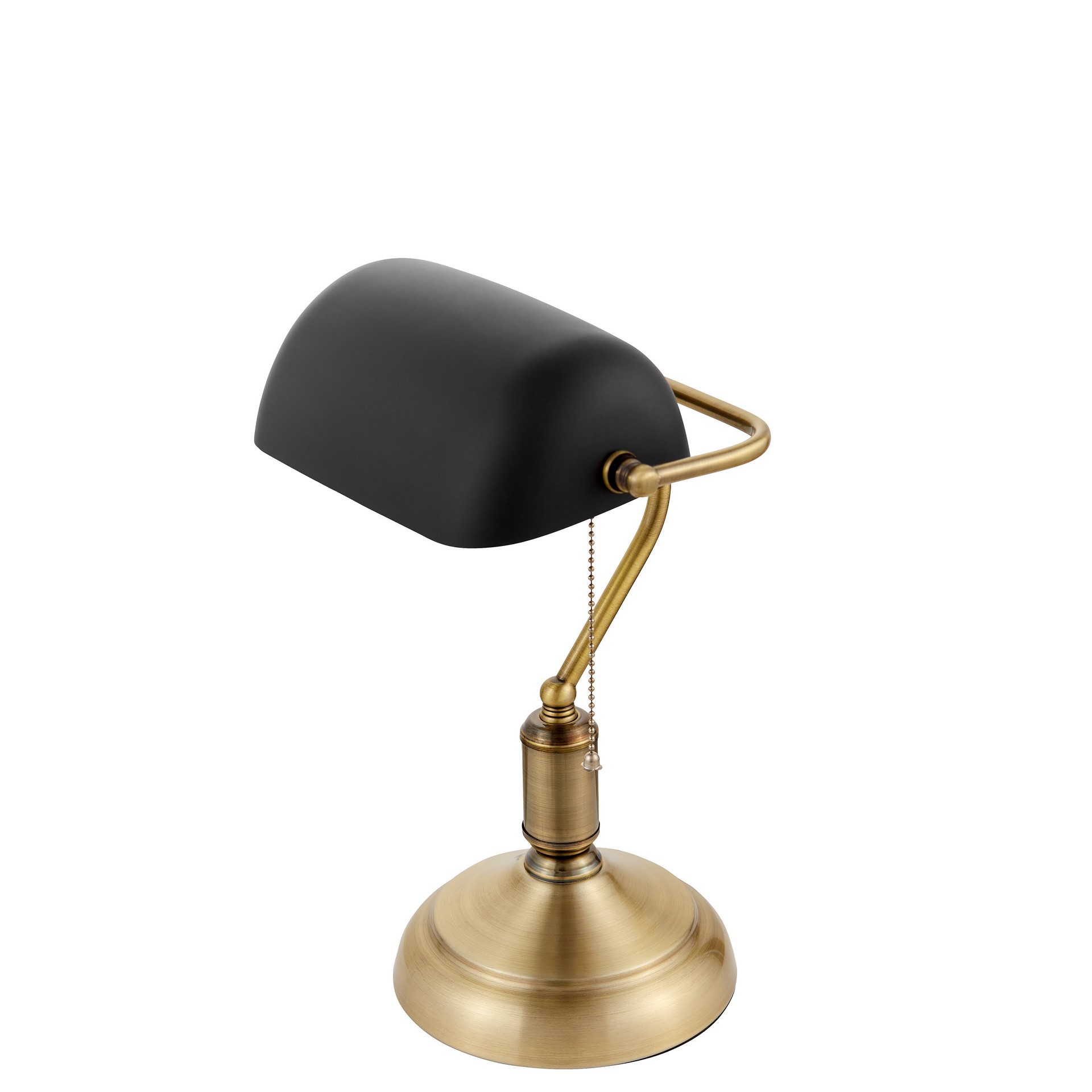 Lampa bankierska czarna z podstawą w kolorze mosiądzu, elegancka, na biurko BANKER CLASSIC - Lumina Deco zdjęcie 4