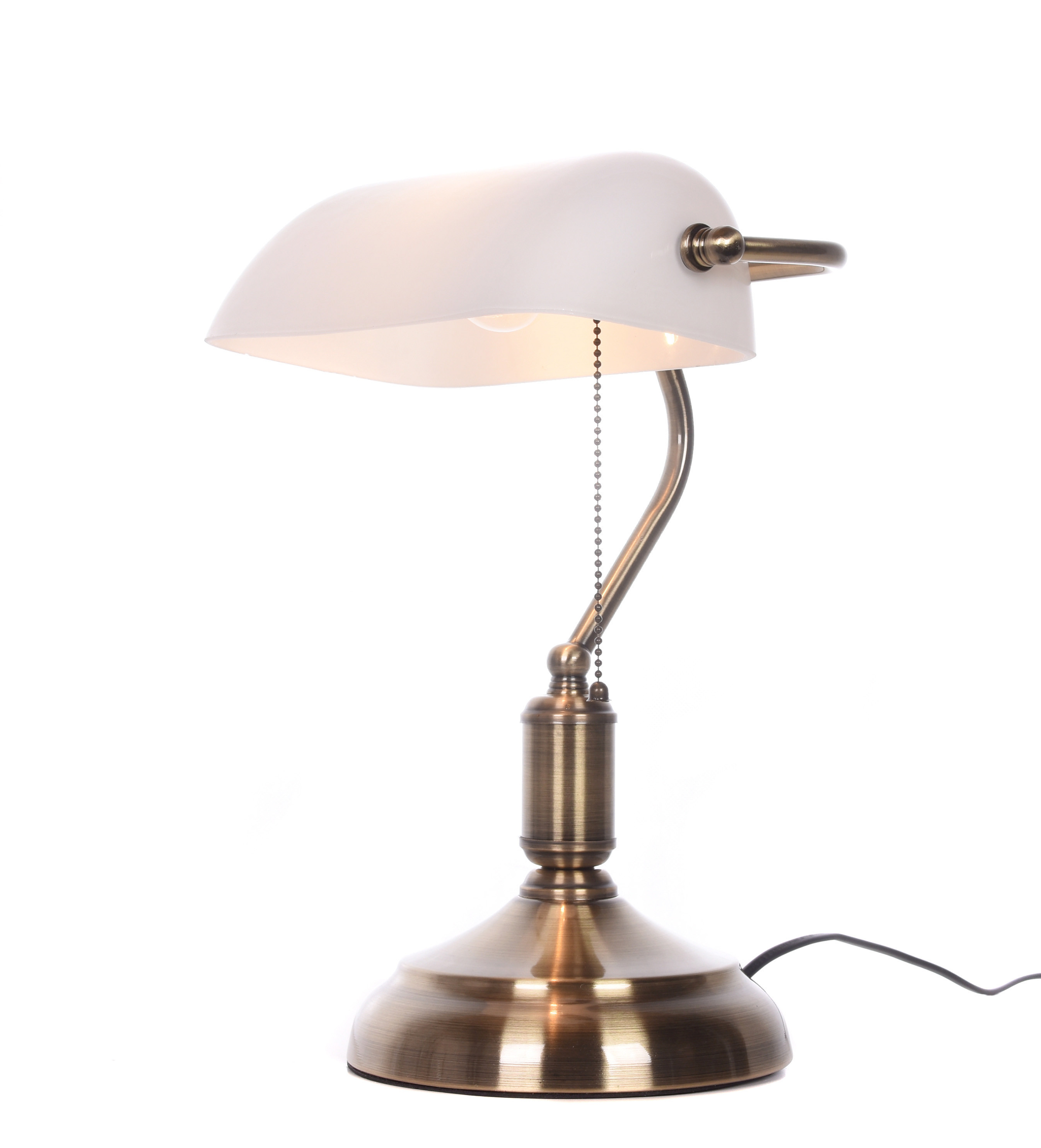 Lampa bankierska biała z mosiężnymi akcentami do gabinetu, elegancka BANKER CLASSIC - Lumina Deco zdjęcie 1