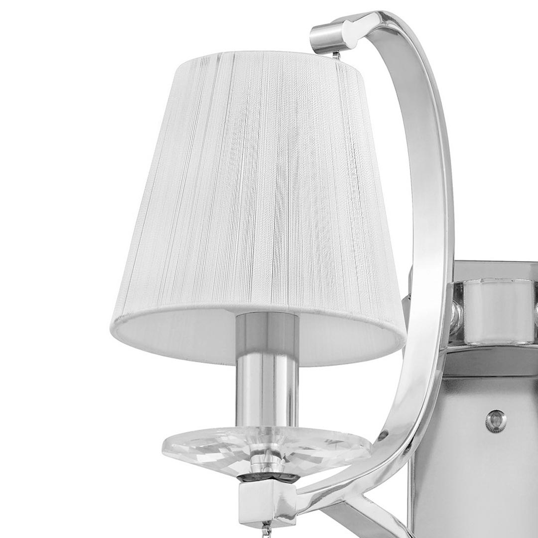 Kinkiet lampa ścienna VENISIA W2 A podwójny, metalowy z kryształkami, srebrne abażury - Lumina Deco zdjęcie 2