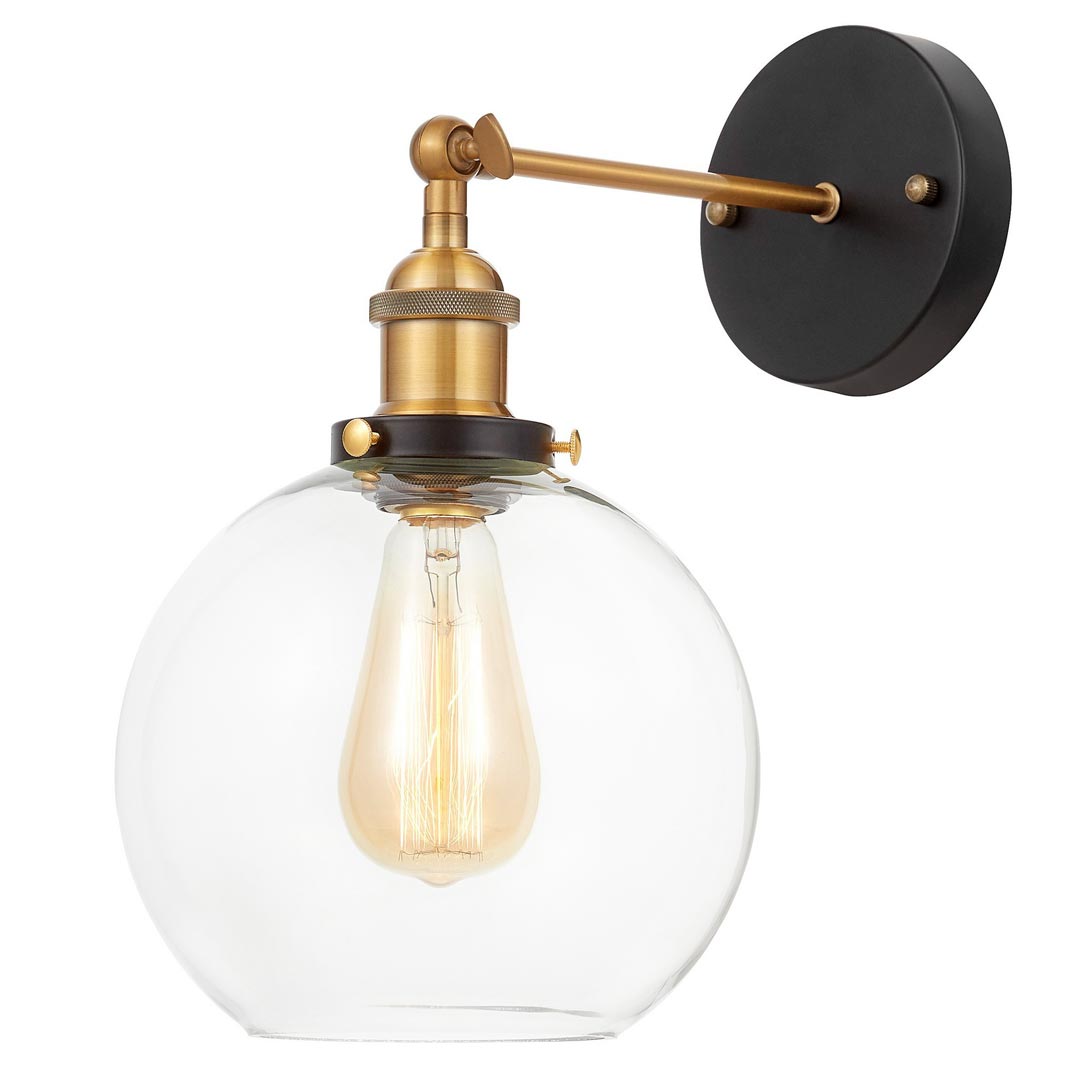 Kinkiet szklany klosz kula przezroczysta NAVARRO lampa ścienna loft - Lumina Deco zdjęcie 1