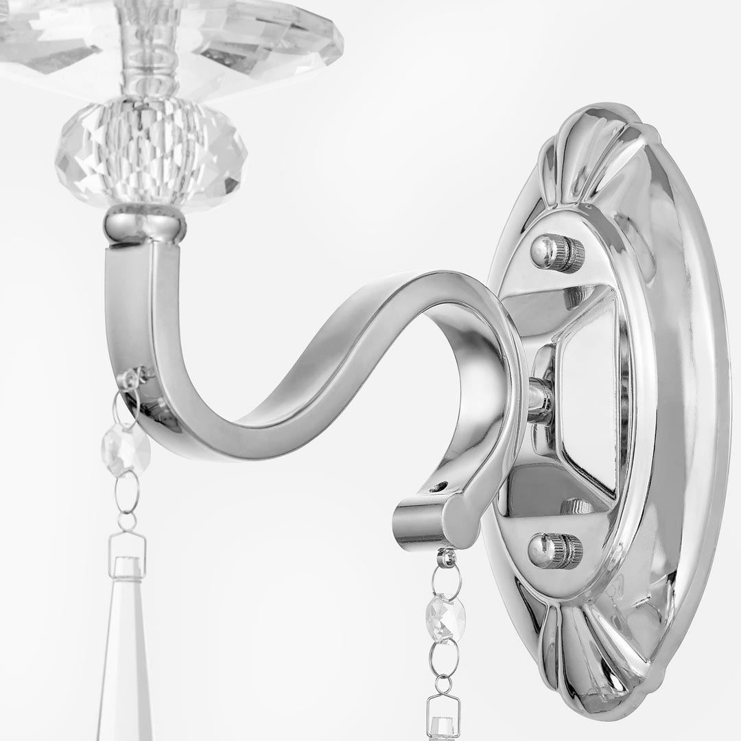 Kinkiet z kryształkami FEDERRICA W1 biały abażur, lampa ścienna, srebrna, chromowana oprawa - Lumina Deco zdjęcie 2