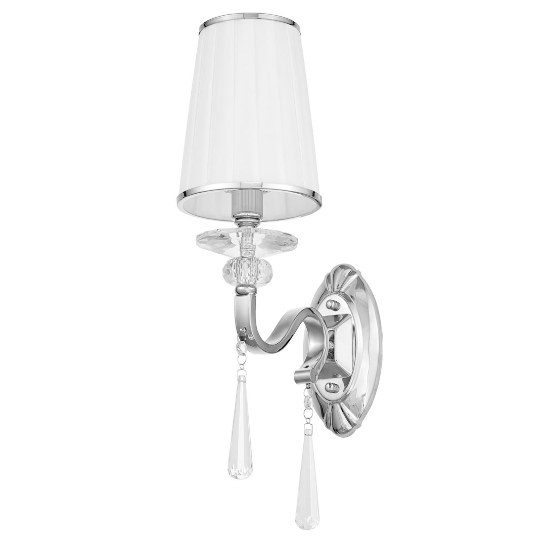 Kinkiet z kryształkami FEDERRICA W1 biały abażur, lampa ścienna, srebrna, chromowana oprawa - Lumina Deco zdjęcie 1