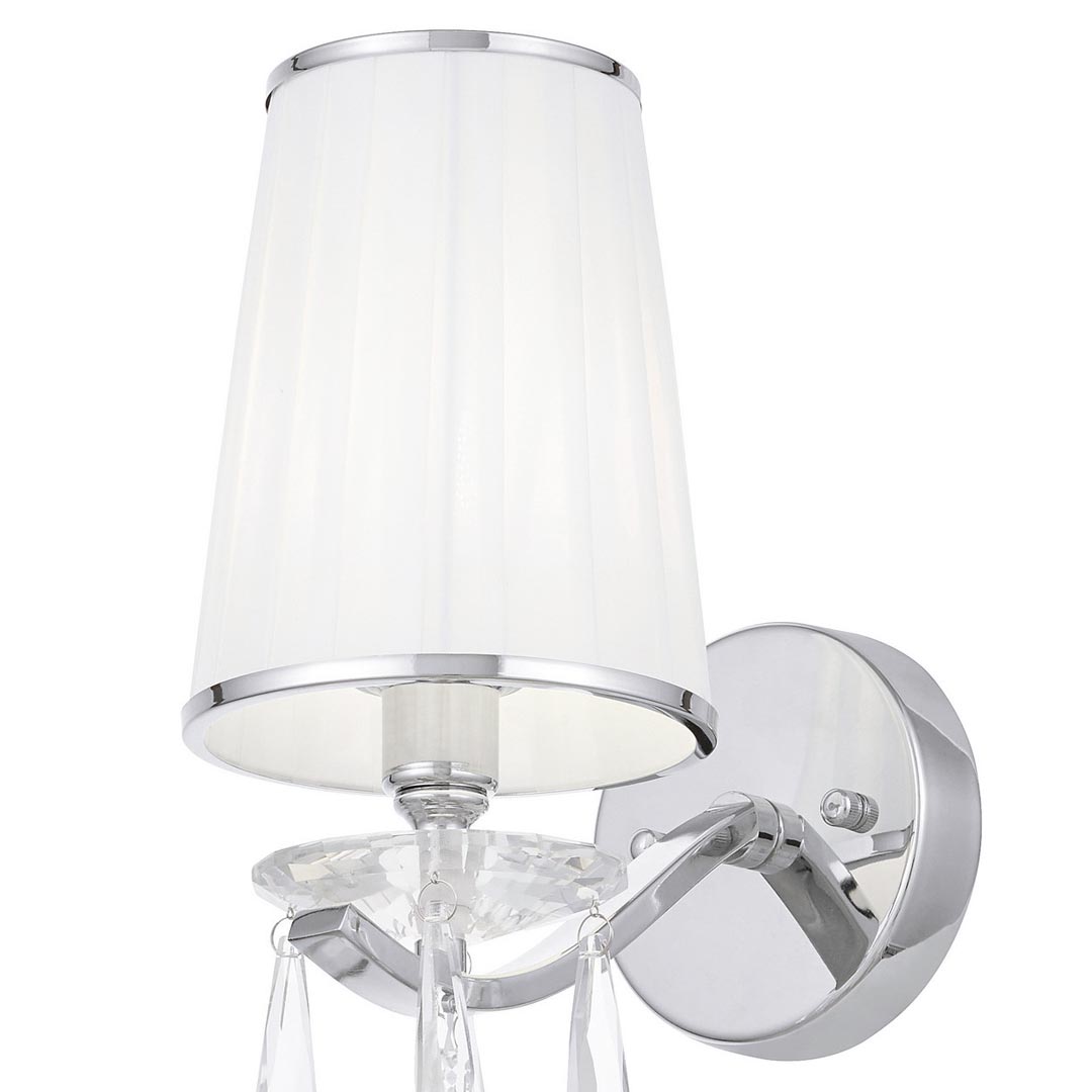 Chromowany kinkiet z kryształkami biały abażur ALESSIA W1 pojedynczy metalowy - Lumina Deco zdjęcie 3