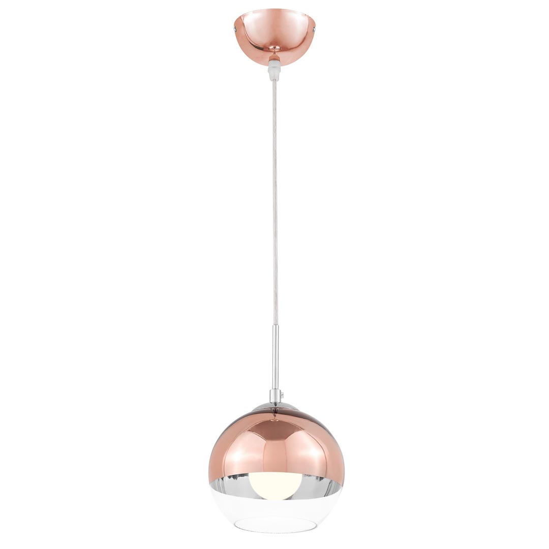 Lampa wisząca VERONI nowoczesny szklany klosz kula różowe złoto rose gold - Lumina Deco zdjęcie 3