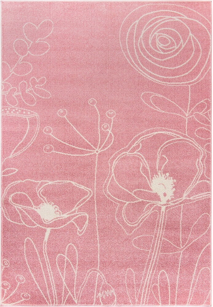 Designerski różowy dywan Pinky Agnes w kwiaty, maki, łąkę - Carpetforyou zdjęcie 1