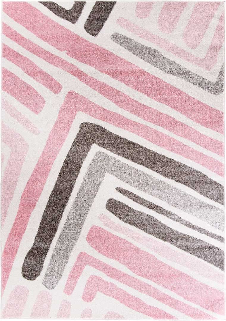 Nowoczesny dywan w różowe i szare artystyczne pociągnięcia flamastrem Pink Frame - Carpetforyou zdjęcie 1