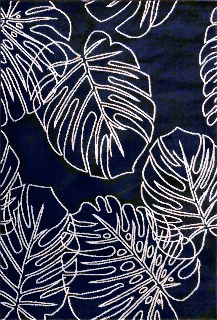 Ciemny ekskluzywny dywan Monstery Leaves z złotym haftem liści monstery, obrys - Carpetforyou zdjęcie 1