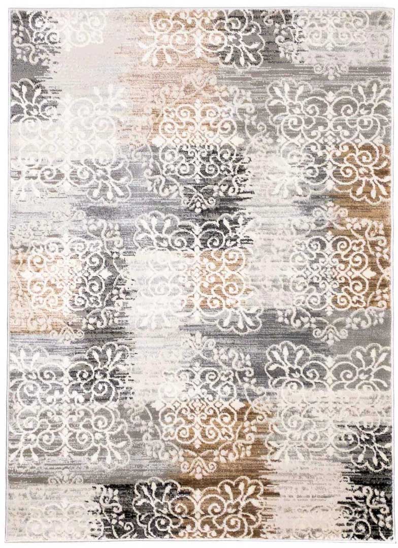 Szary rustykalny dywan Floral Patchwork koronkowy wzór - Carpetforyou zdjęcie 1