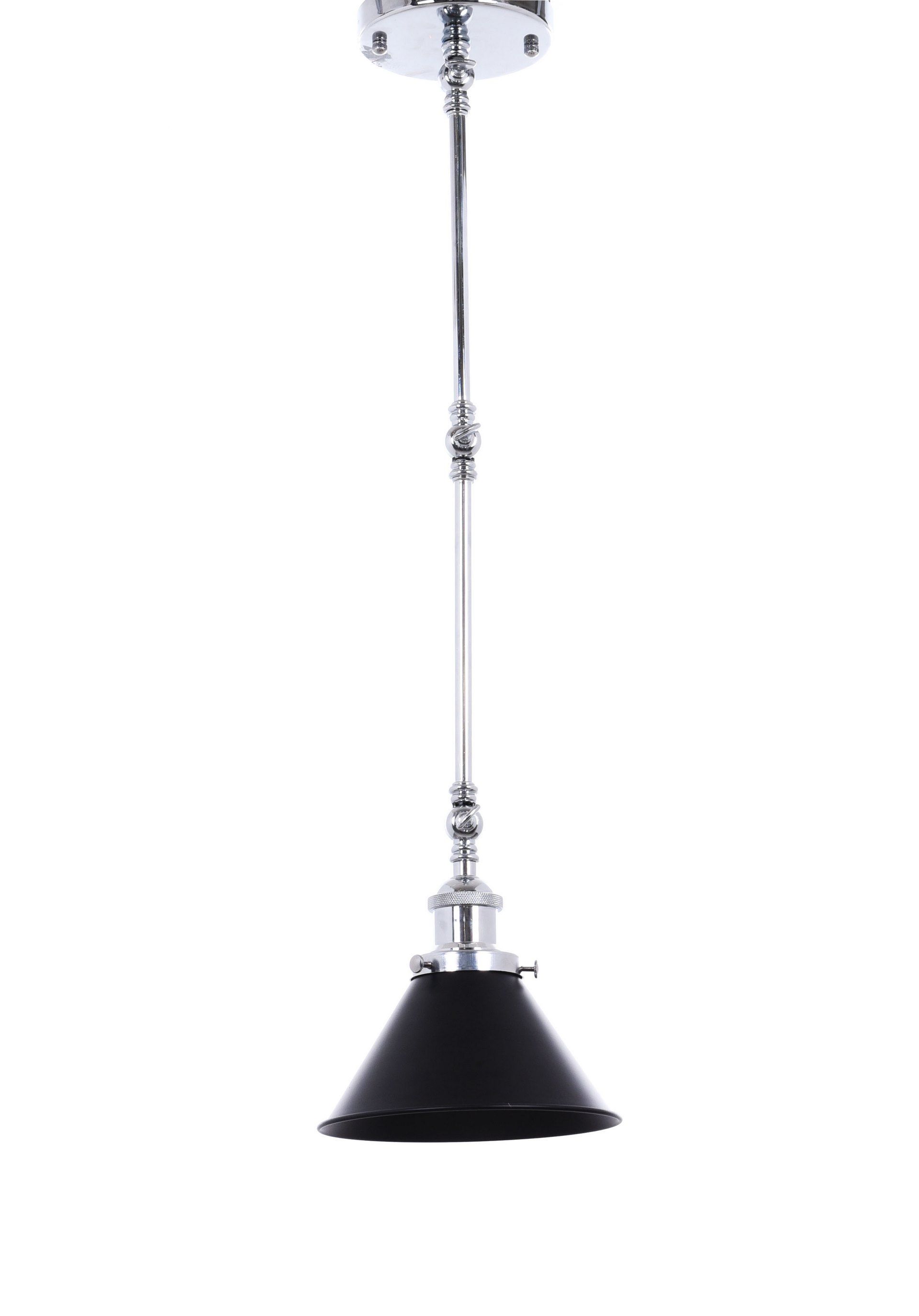Czarna lampa z metalowym, stożkowym kloszem na chromowanym ramieniu DERI W2 - Lumina Deco zdjęcie 1