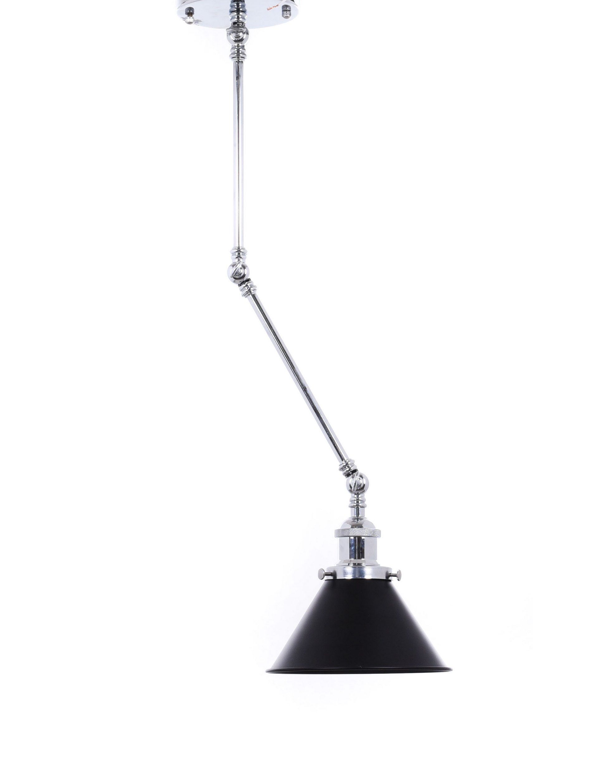 Czarna lampa z metalowym, stożkowym kloszem na chromowanym ramieniu DERI W2 - Lumina Deco zdjęcie 2