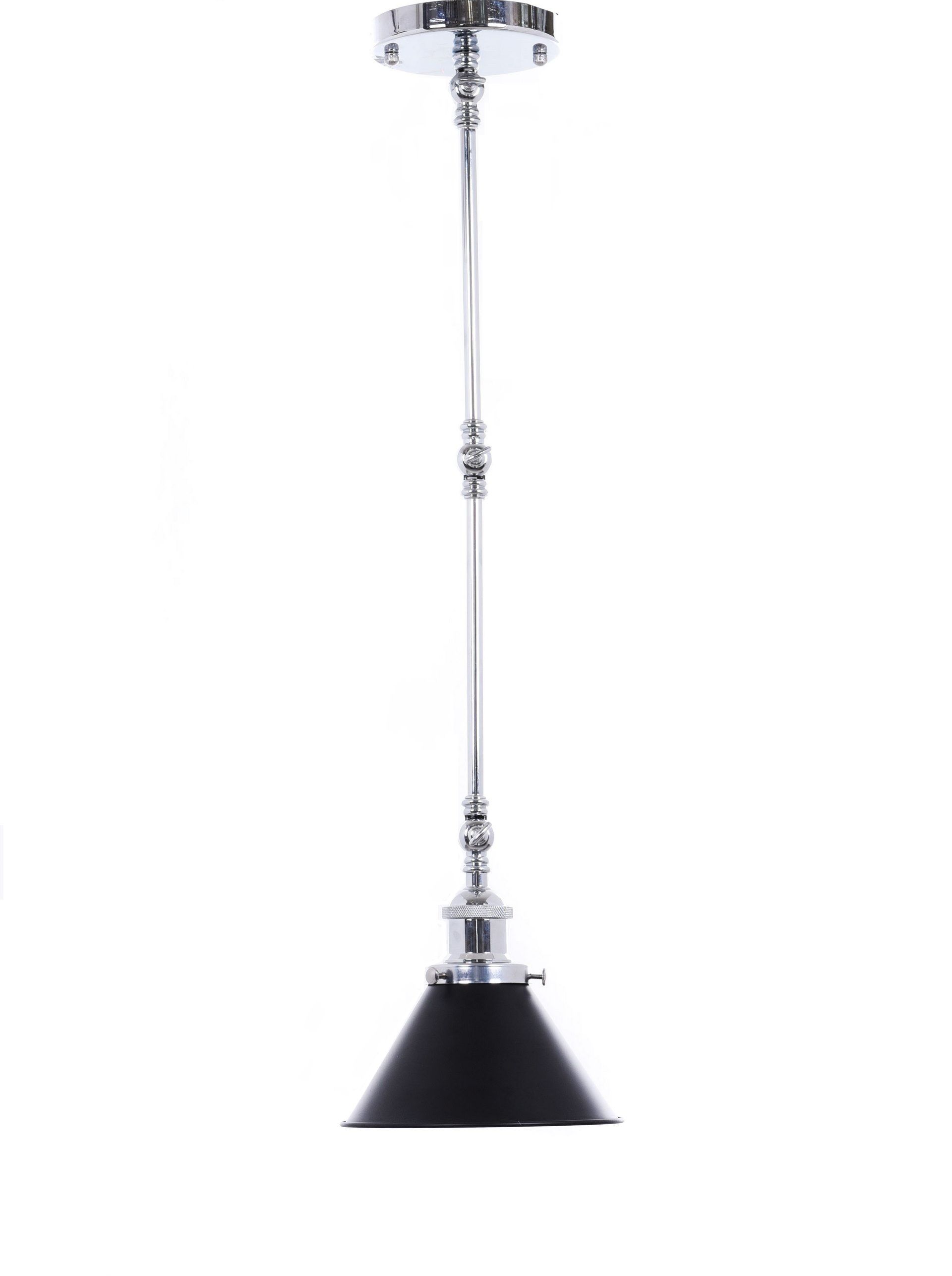 Czarna lampa z metalowym, stożkowym kloszem na chromowanym ramieniu DERI W2 - Lumina Deco zdjęcie 4