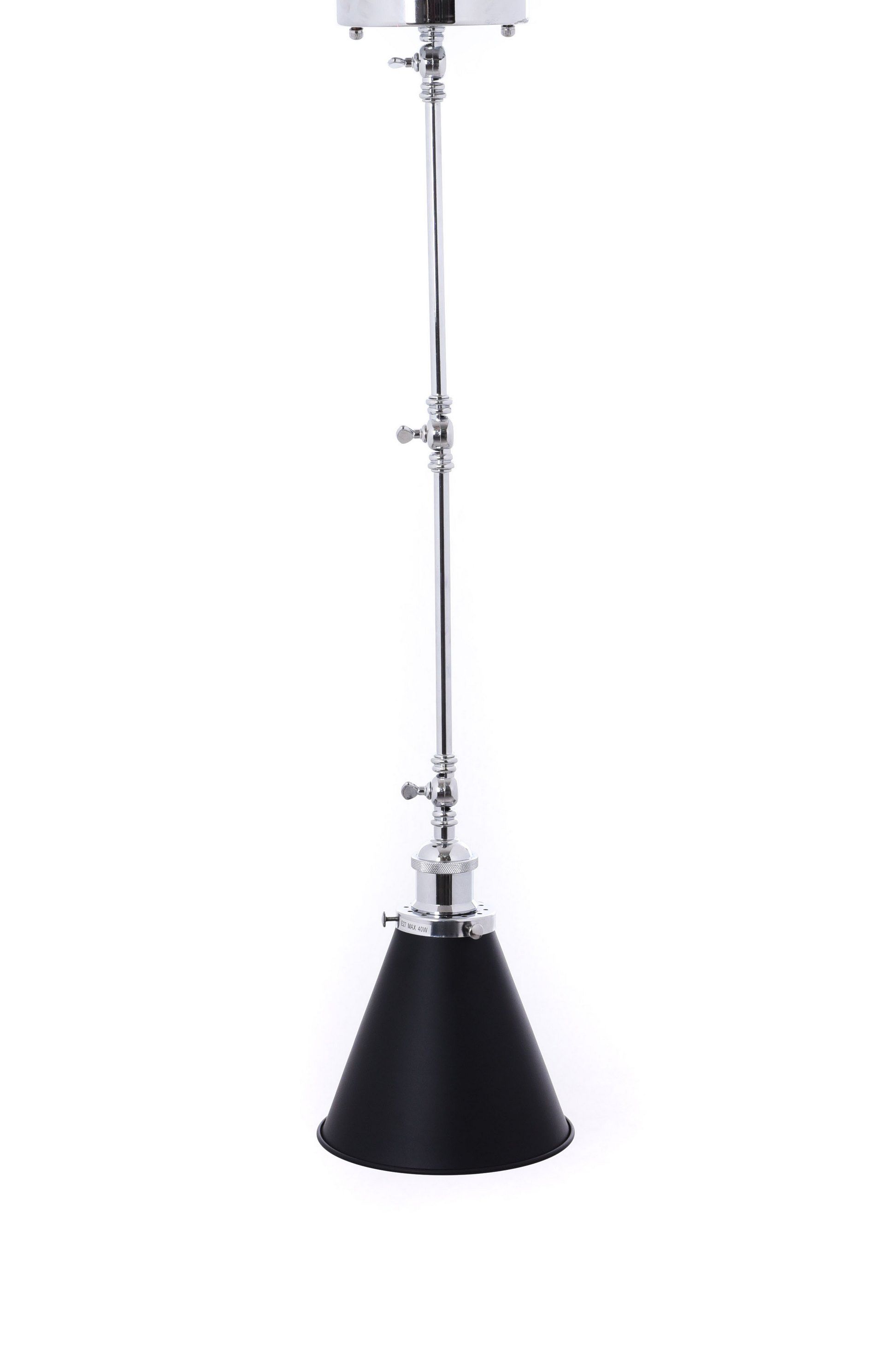 Czarna lampa ze stożkowym kloszem z metalu na ramieniu w kolorze chromu TERI W2 - Lumina Deco zdjęcie 4