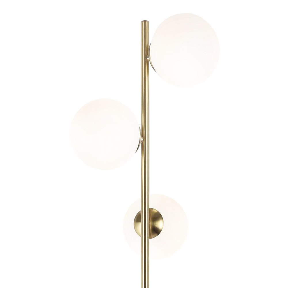 Złota lampa podłogowa z białymi kloszami w kształcie kuli, elegancka FREDICA W3 - Lumina Deco zdjęcie 2