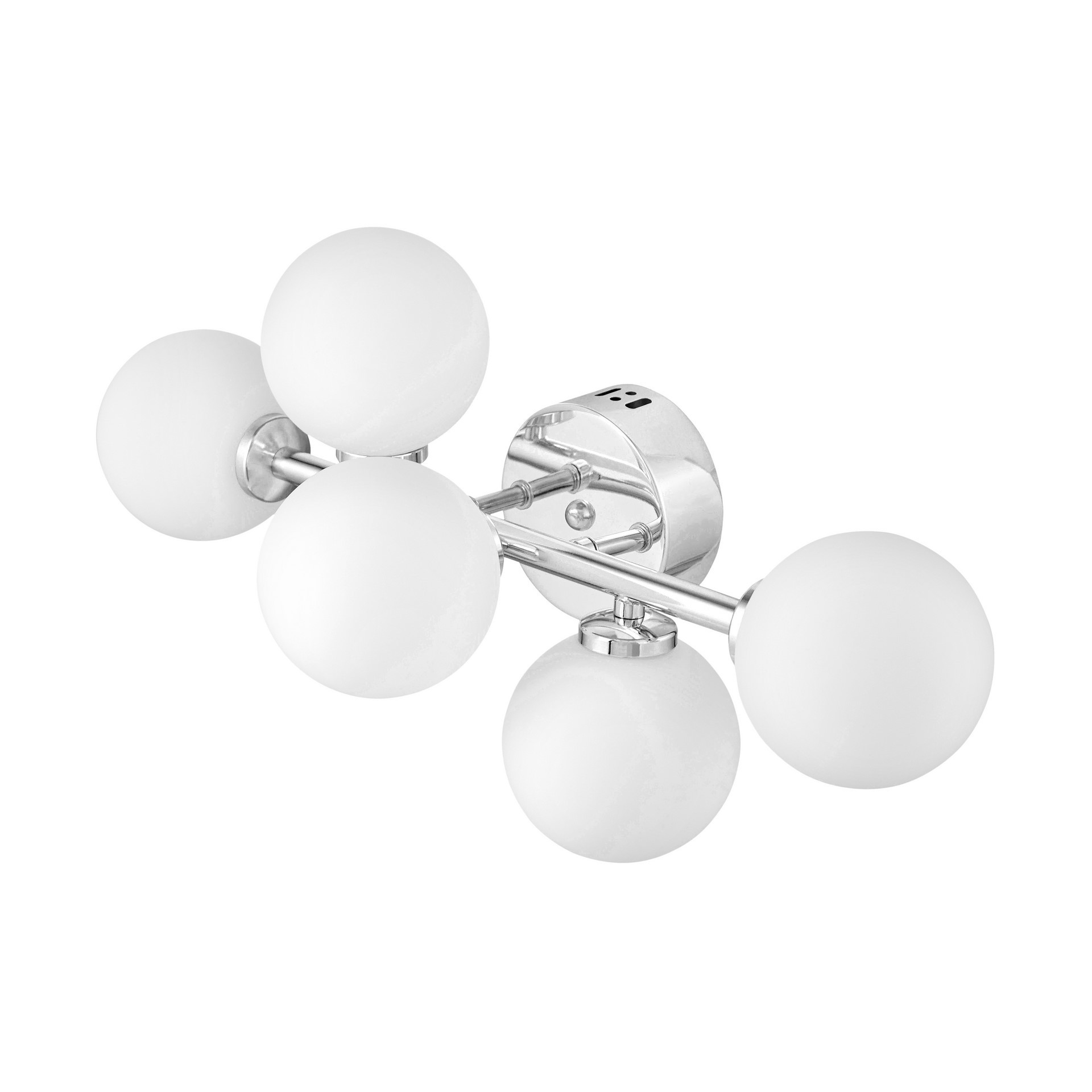 Chromowany, designerski kinkiet z okrągłymi, szklanymi kloszami MARSIADA - Lumina Deco zdjęcie 4