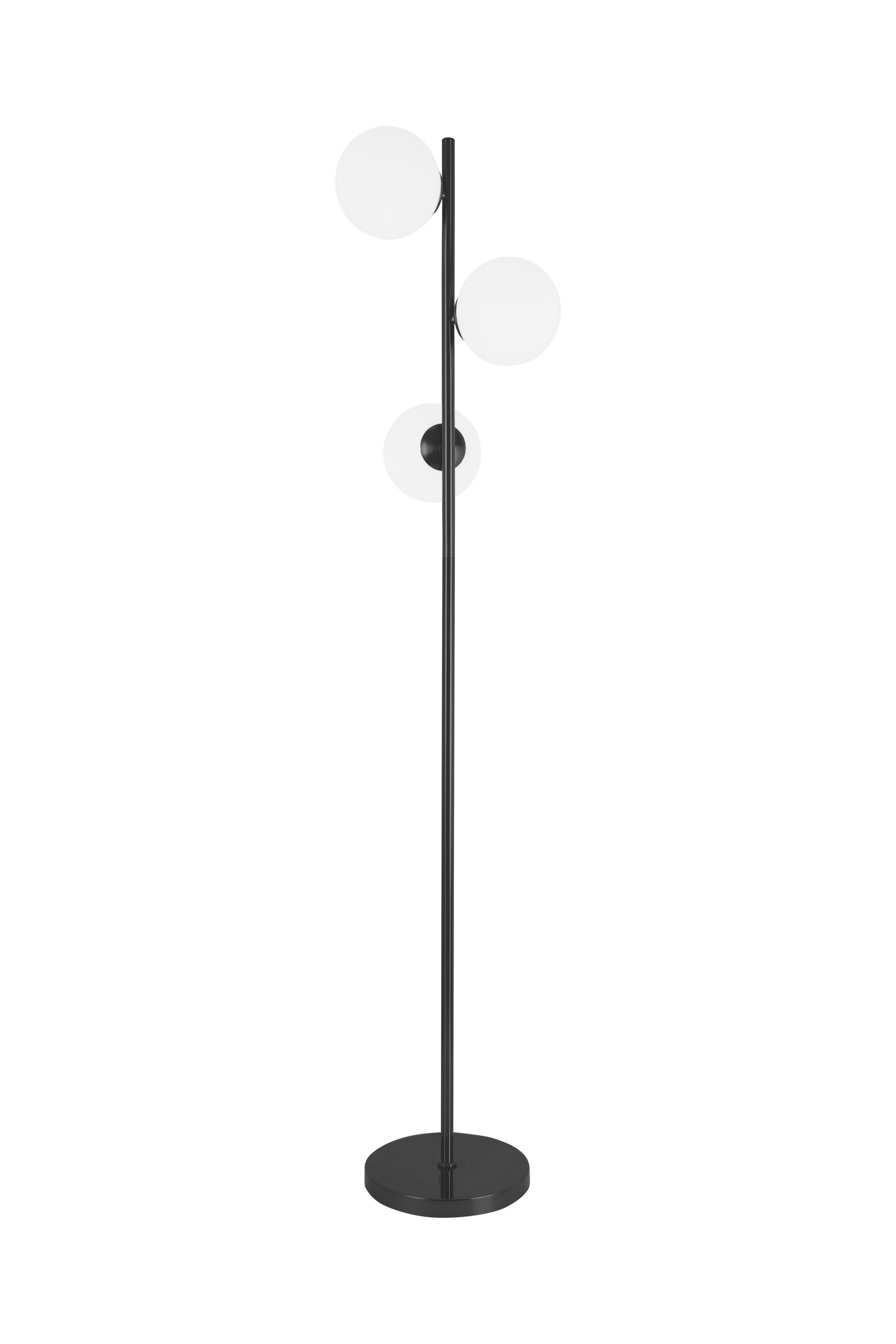 Czarna, ponadczasowa lampa podłogowa z białymi okrągłymi kloszami, nowoczesna FREDICA W3 - Lumina Deco zdjęcie 1