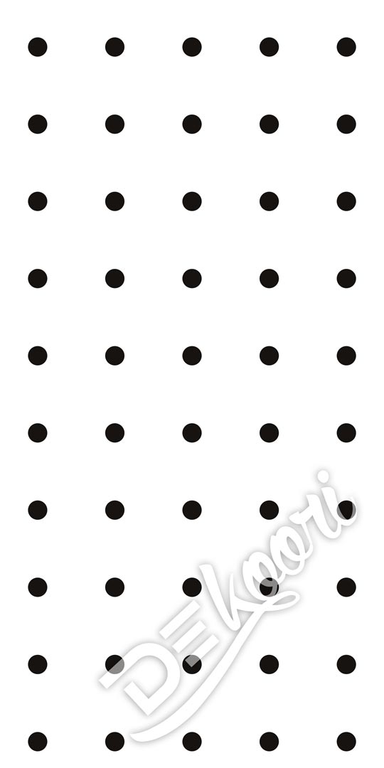 Biała tapeta w czarne kropki, groszki, polka dot 5 cm - kwadratowy rozstaw - Dekoori zdjęcie 3