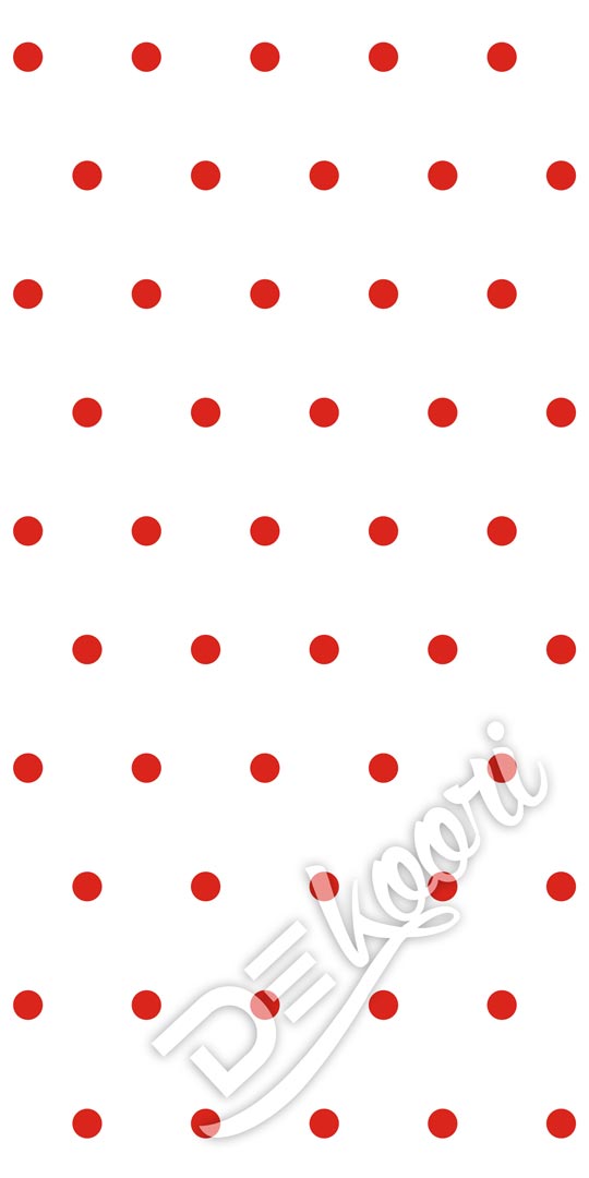 Biała tapeta w czerwone kropki, groszki, grochy 5 cm - Dekoori zdjęcie 2